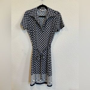 Nordstrom Max Studio collared short sleeve geometric belted dress size XS a443